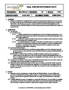 Stark and Anti-Kickback Statute Policy compliance document