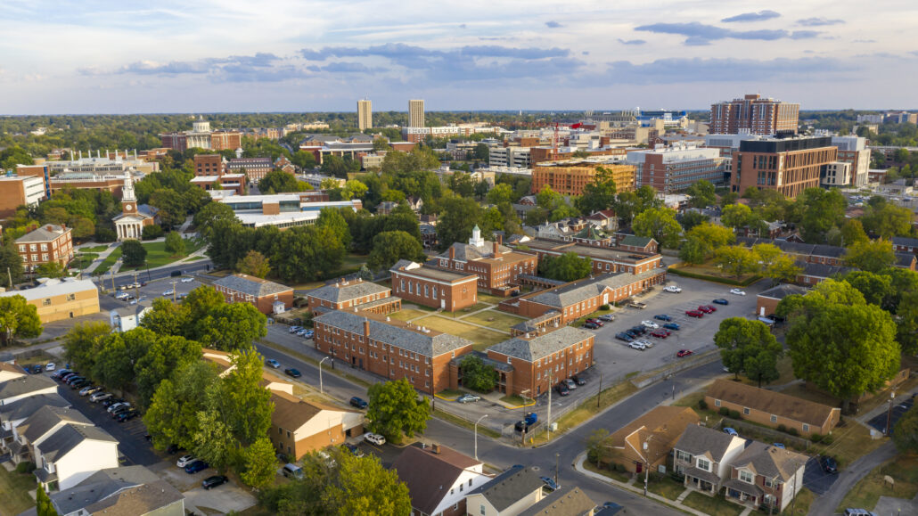 Clear Bright Late Summer Day Aerial View Lexington Kentucky